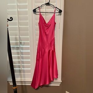 Vintage BCBG Max Azria pink silk asymmetric dress